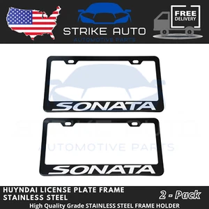 2x Black Stainless Steel License Plate Frame Holder For Hyundai Sonata Rust Free - Picture 1 of 1