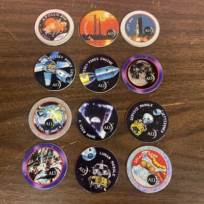 Vintage Hardee’s Promo Pog Lot Of 12 Milkcaps NASA Space Apollo Space Ship Rare - Image 1 of 4