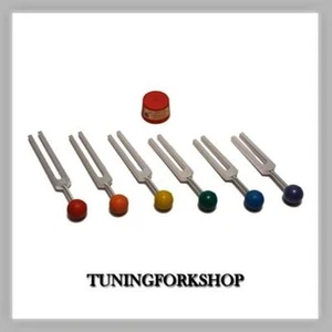 6 Sacré Solfège Tuning Fourches Avec Couleur Balle Poignées Tuners pour Son Soin - Picture 1 of 1