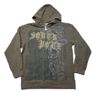 Vintage 90s Southpole Premium Collection Full Zip Hoodie Size Medium Brown Y2K - Picture 1 of 17