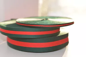 2 yards Gucci inspired green and red striped woven ribbon DIY - Premium Quality - Picture 1 of 7