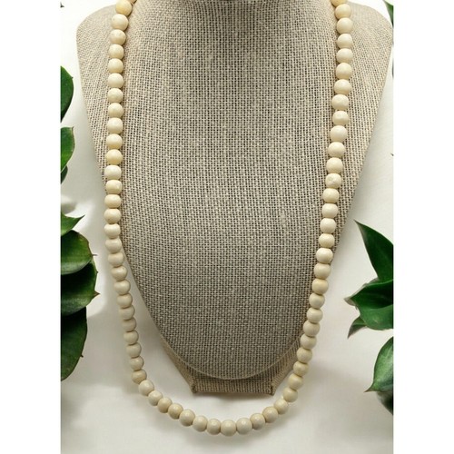 OFF WHITE Collana Vintage Off White Corda Perline Elegante 24 Pollici