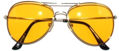 LENTES DE COLOR AMARILLO ESTILO AVIADOR MUJERES HOMBRES GAFAS DE SOL METAL PLATEADO UVB UVA Foto 1 de 4