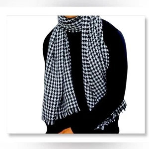 GoProver Men Stylish White Black Large Long Houndstooth Winter Wrap Shawl Scarf - Picture 1 of 6