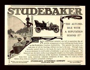 Publicidad Studebaker 1905 gasolina automóvil engranajes frenos impresión antigua AD - Imagen 1 de 2