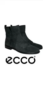 ECCO Touch 15 Suede Leather Ankle Boots Size US 9 Lateral Zippers New Gray-Black - Picture 1 of 12