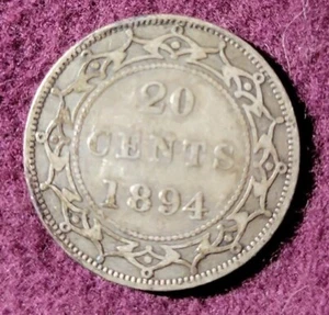 1894 Newfoundland Canada 20 cents silver - Solid VF stk#k841 - Picture 1 of 2
