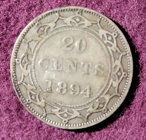 1894 Newfoundland Canada 20 cents silver  - Solid VF   stk#k841 Cover