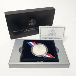 (1) 1997 P National Law Enforcement Memorial $1 MS/UNC Silver Dollar w/Box & COA - Picture 1 of 2