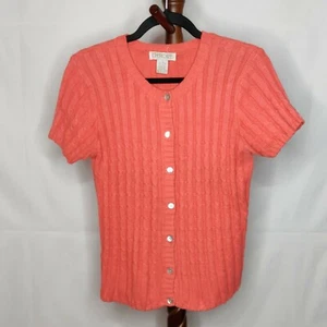 Cherokee women's size S cardigan sweater orange scoop neck button up scoop neck - Picture 1 of 6