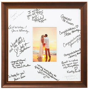 Craig Frames 14 x 14 Wedding Signature Picture Frame Matted for 5x7 Photo - Picture 1 of 7
