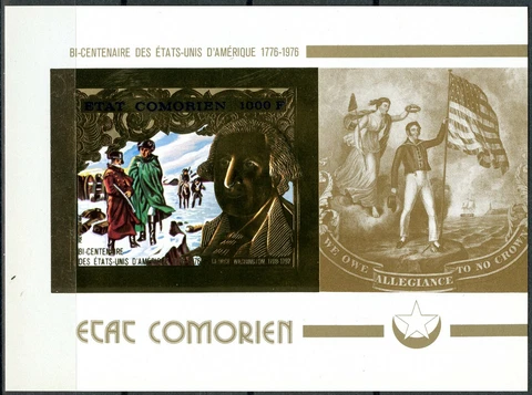 Comores USA Bi Centennial G.Washington Gold Foil 1976 Michel Blocks 18 B Mac Cover