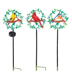 Solar Powered LED Lighted Bird Stakes - Set of 3 - Picture 1 of 2