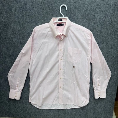 Tommy Hilfiger Años 80 2 Capas Tela Manga Larga Camisa Abotonada Rosa Hombre Talla XL Foto 1 de 4