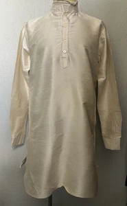 Men’s 1930s Style Beige Pullover Collarless Shirt Workwear Vintage 42 Large - Picture 1 of 5