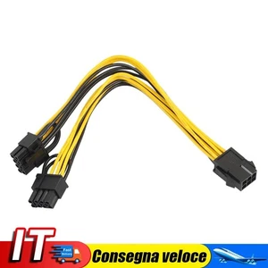 PCI-E 6 Pin to Dual 8 (6+2) Pin Power Splitter Cable VGA PCI Express Adapter - Photo 1/8