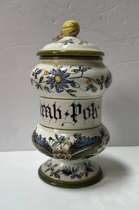 Vintage  Italian Apothecary Hand Painted Floral Lidded Jar Italy 8” Arab Polv - Picture 1 of 14