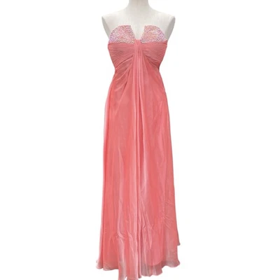 LA FEMME Vintage Y2K Pink Bling Corset Sleeveless Maxi Formal Prom Dress Size 2 - Image 1 of 4