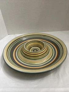 TISCHPLATTEN GALERIE HANDBEMALT AURORA KERAMIK CHIP DIP SERVIERPLATTE - Bild 1 von 22