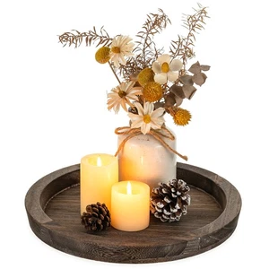 Bandeja de Madera para Mesa de Centro: Candelabro Plato Redondo Decorativo Servir Tr... - Imagen 1 de 9