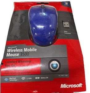 Blue Microsoft Wireless Mobile 3500 Mouse Bluetrack USB Sealed NEW 2 Available - Picture 1 of 6