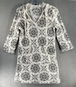 Nautica Sleepwear Nightgown Women's Medium Gray Fleece Hooded Knee Length V Neck - Picture 1 of 14