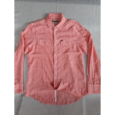 Camisa INC International Concepts Para Hombre Pequeña Botón LS Bolsillo Mezcla de Lino Melocotón Foto 1 de 4