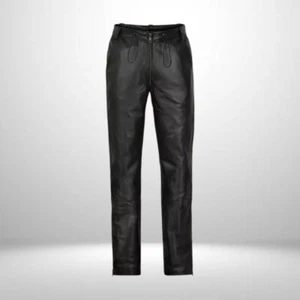 Mens Black Leather Pants Stylish Leather Outfits Motorcycle biker Slim fit - Picture 1 of 4