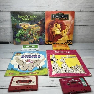 1990’s Disney Read-Along Books & Cassette Tape Green Giant Sprout Disney Dumbo - Picture 1 of 16