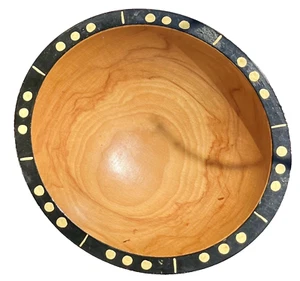 Robert Wilhelm Bowl Polka Dot Yellow Black Red Wood Art Deco 1999 - Picture 1 of 5