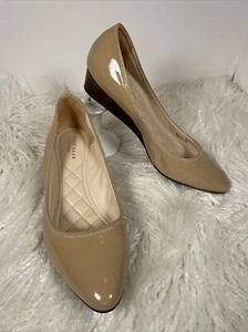 COLE HAAN Women's Shoes Patent Leather Wedge Shoes Beige Size 7B - Picture 1 of 15