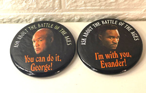 Battle of the Ages 1991 George Foreman vs Evander Holyfield Photo Button Pin Lot