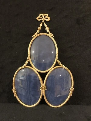 Large Antique French Gilt Bronze Triple Oval Image Hanging Frame-327e - Image 1 of 4