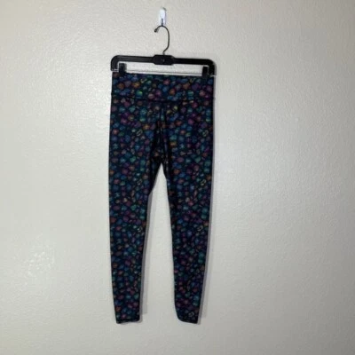 Leggings de yoga Terez negros multicolores florales elásticos medianos M Foto 1 de 4