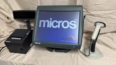 Lot of 8x Micros Workstations 5A Terminals W/ Thermal Printers, Barcode Scanners - Image 1 of 4