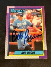 Bob Boone Signed 1990 Topps Card Auto Kansas City Royals Autograph Baseball COA