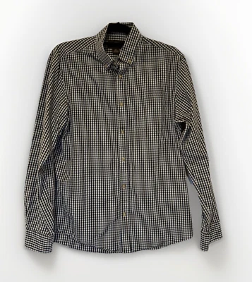 Black Brown 1826 Mens Shirt M  Black White Gingham Button Down Preppy Workwear - Image 1 of 4
