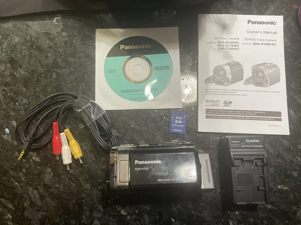 PANASONIC SDR-H100 CAMCORDER 80GB HARD DRIVE / CARD DIGITAL VIDEO CAMERA TESTED - Image 1 of 4