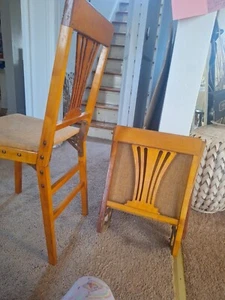 VINTAGE LEG O MATIC FOLDING CHAIR Pair 34” (2)Chairs In Set - Picture 1 of 24