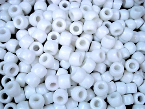 Pony Beads 9x6mm White 500pc Bulk Pack Kids Hair Toy Party Fun - Picture 1 of 2
