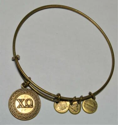 Vintage 2014 Alex & Ani Goldfarbig Lang Charm Griechische Buchstaben Erweiterbar - Bild 1 von 2