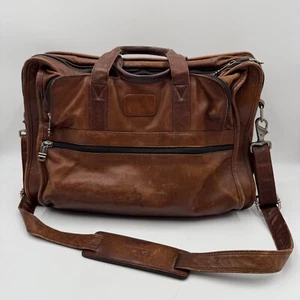 Tumi braune Echtleder Aktentasche erweiterbar Schulter Business Reisetasche Vintage - Bild 1 von 16