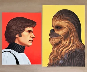 Mike Mitchell HAN SOLO & CHEWBACCA Portrait 2 PRINT SET Luke Disney Mondo Poster - Picture 1 of 10