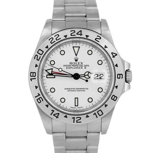 UNPOLISHED PAPERS Rolex Explorer II 40mm White Steel GMT Date Watch 16570 BOX - Picture 1 of 10