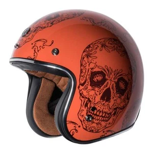 3/4 Open Face Motorcycle Helmet TORC T-50 Orange Skull Craneo DOT XXL XX-Large - Picture 1 of 5