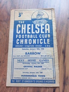 1947/48 Chelsea vs Barrow, FA Cup 3rd Round, 10/1/1948 ** FREE P&P ** - Picture 1 of 4