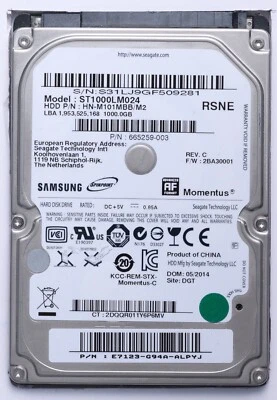 Samsung Spinpoint 1000GB SATA 2.5" Laptop HDD MODEL ST1000LM02 P/N HN-M101MBB/M2 - Image 1 of 2