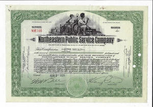 Certificado de stock de la empresa de servicios públicos del noreste de Delaware 1931 - Imagen 1 de 2