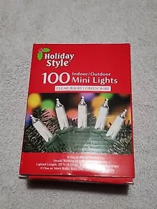 Holiday Party Style 100 Indoor Outdoor Mini Lights Clear Bulbs 20 ft. Christmas - Picture 1 of 2