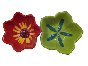 Tag Flower Bowls Green and Orange 5 Inch scalloped dishes Spring - Picture 1 of 16